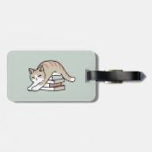 Boekenliefhebber Kattenillustratie - Opgerold & Ge Bagagelabel (Achterkant horizontaal)