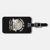 Boekenliefhebber Kattenillustratie - Opgerold & Ge Bagagelabel (Voorkant horizontaal)