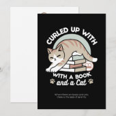Boekenliefhebber Kattenillustratie - Opgerold & Ge Feestdagenkaart (Voorkant / Achterkant)