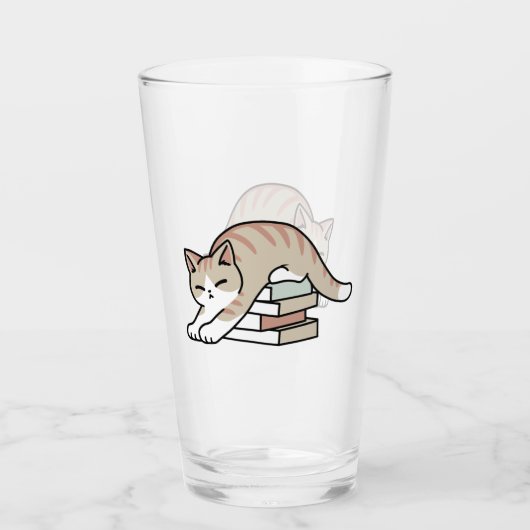 Boekenliefhebber Kattenillustratie - Opgerold & Ge Glas (Voorkant)
