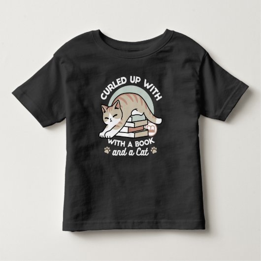 Boekenliefhebber Kattenillustratie - Opgerold & Ge Kinder Shirts (Voorkant)