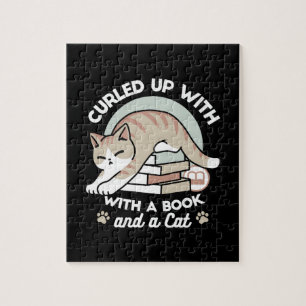 Boekenliefhebber Kattenillustratie - Opgerold & Ge Legpuzzel