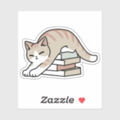 Boekenliefhebber Kattenillustratie - Opgerold & Ge Sticker (Vel)