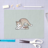 Boekenliefhebber Kattenillustratie - Opgerold & Ge Tissuepapier (Craft)