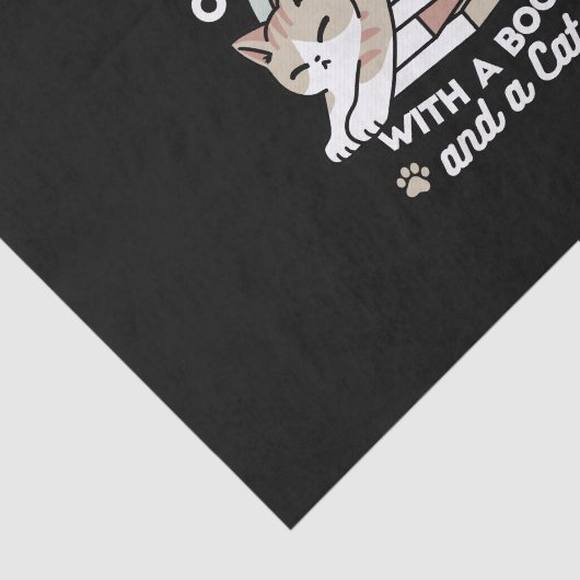 Boekenliefhebber Kattenillustratie - Opgerold & Ge Tissuepapier (Detail)