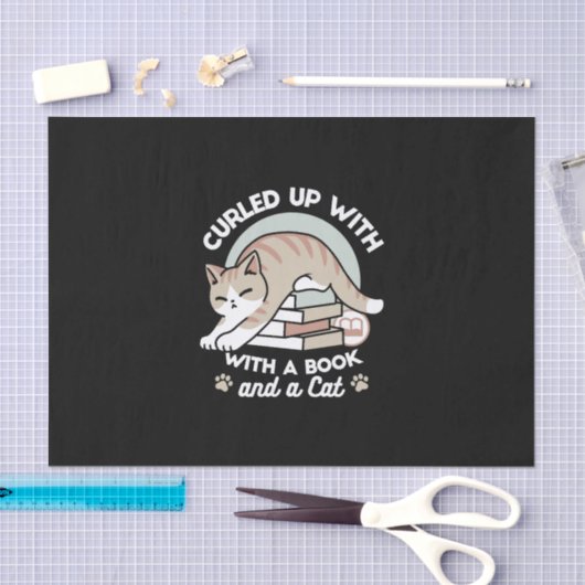 Boekenliefhebber Kattenillustratie - Opgerold & Ge Tissuepapier (Craft)