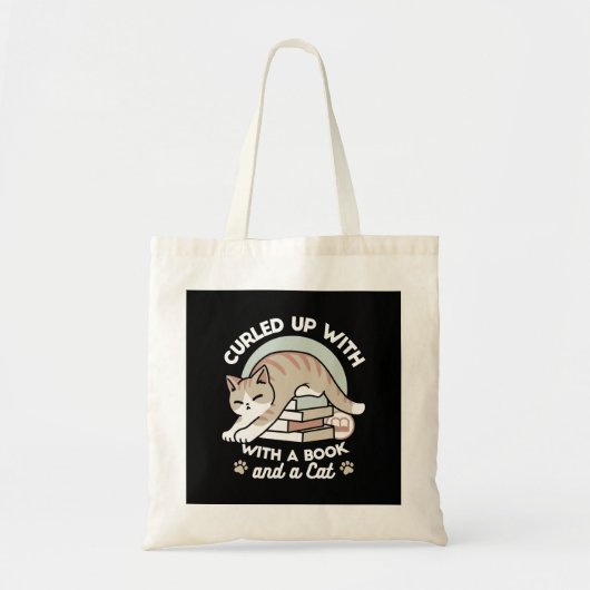 Boekenliefhebber Kattenillustratie - Opgerold & Ge Tote Bag (Voorkant)