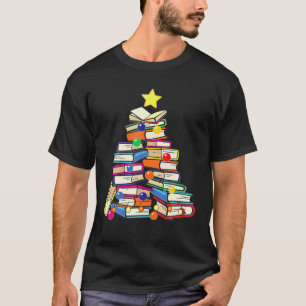 Boekenliefhebber Kerstboom Boekenwurm Bibliothecar T-shirt