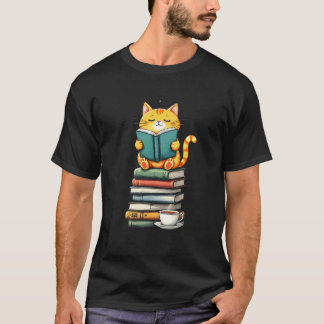 Boekenliefhebber Schattige charmante kat op boek s T-shirt
