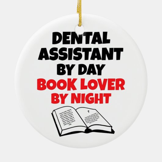 Boekenliefhebber tandheelkundige assistent keramisch ornament (Achterkant)