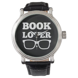 Boekenliefhebber typografie leesbril horloge