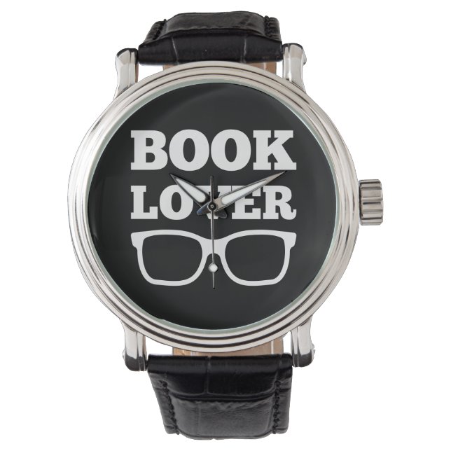 Boekenliefhebber typografie leesbril horloge (Voorkant)