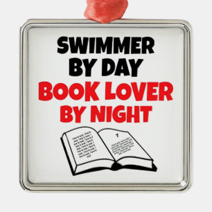 Boekenliefhebber Zwemmer Metalen Ornament