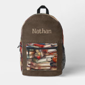 Boekenliefhebbers - Bruin Suède - Monogrammed Bedrukte Rugzak (Voorkant)