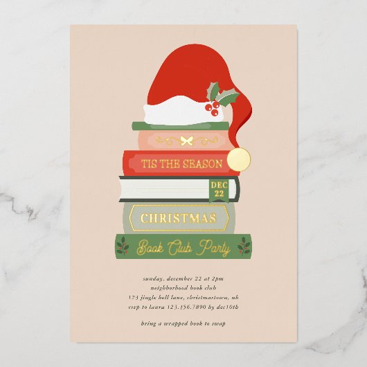 Boekenliefhebbers Folie Holiday Kaart (Voorkant)