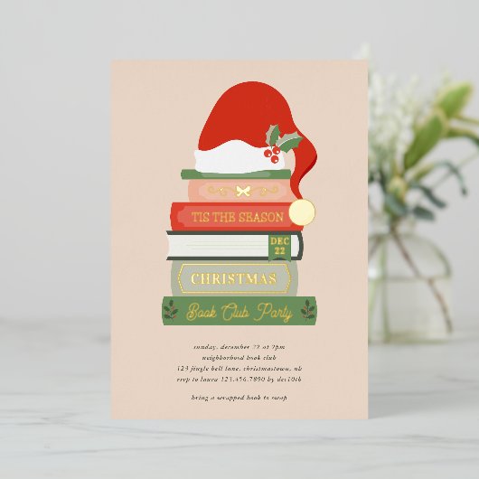 Boekenliefhebbers Folie Holiday Kaart (Staand Voorkant)