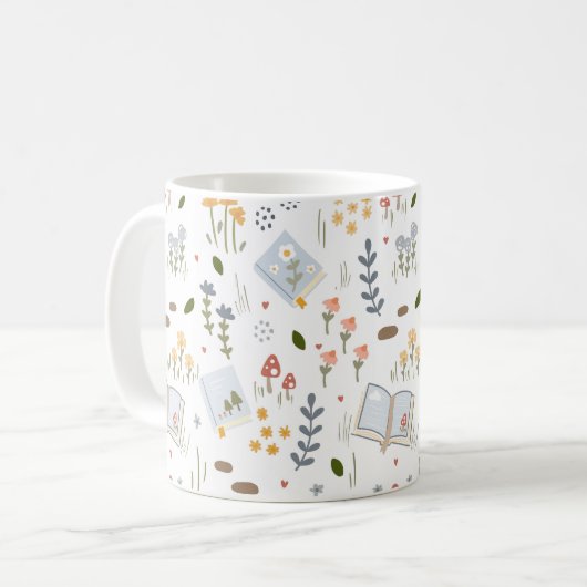 Boekenliefhebbers Gift Wildflower gepersonaliseerd Koffiemok (Voorkant links)