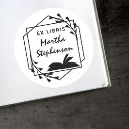 Boekenliefhebber's moderne botanische geometrische ronde sticker