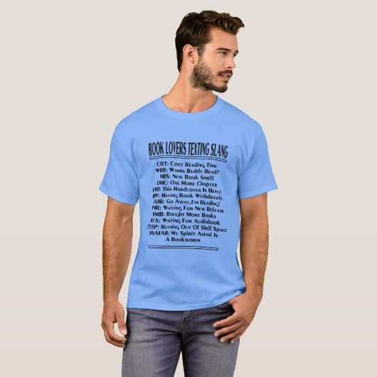 Boekenliefhebbers Sms-slang Donkere tekst T-shirt (Voorkant volledig)