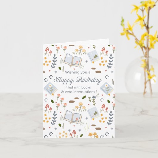 Boekenliefhebbers Verjaardag Kaart Floral (Gele Bloem)