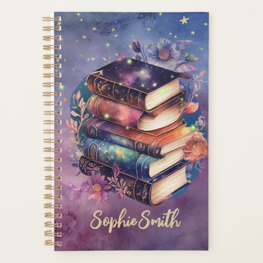 Boekenliefhebbers Whimsical Stack of Books Planner (Voorkant)