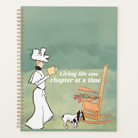 Boekenliefhebster Vrouw En Hond Lezen Planner (Voorkant)