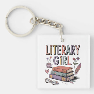 Boekenmeisje boodschappentas, cadeau voor boekenvr sleutelhanger