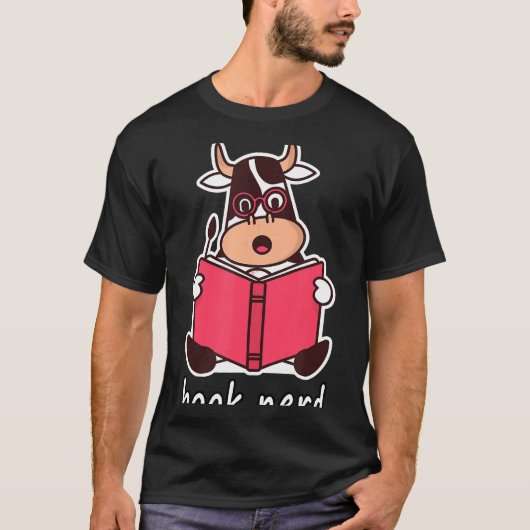 Boekennerd Koe Nerd Amp Lezen Geek T-shirt (Voorkant)