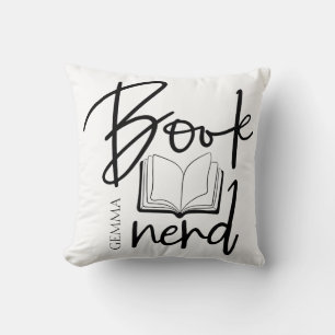 Boekennerd Zwarte Script Grappige Boekliefhebber N Kussen