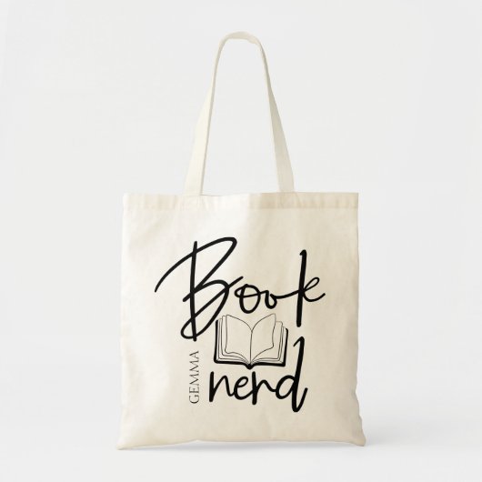 Boekennerd Zwarte Script Grappige Boekliefhebber N Tote Bag (Voorkant)