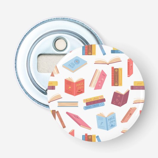 Boekenpatroon Button Flesopener (Voorkant)