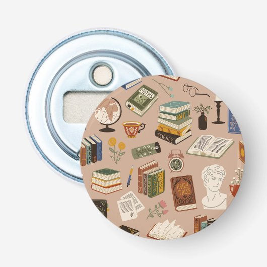 Boekenpatroon Button Flesopener (Voorkant)