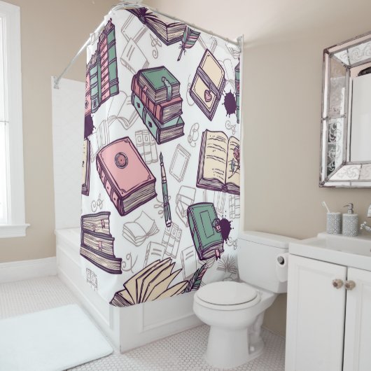 Boekenpatroon Douchegordijn (In situ)