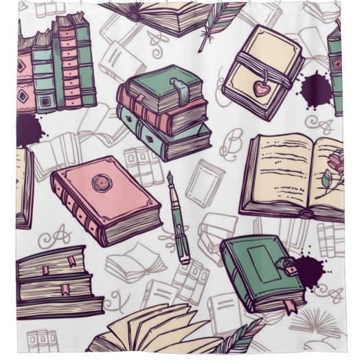Boekenpatroon Douchegordijn (Voorkant)