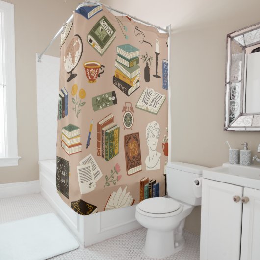Boekenpatroon Douchegordijn (In situ)