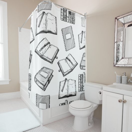 Boekenpatroon Douchegordijn (In situ)