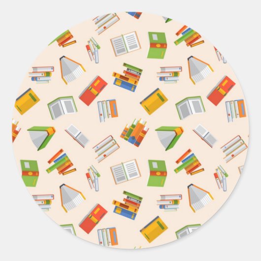 Boekenpatroon Ronde Sticker (Voorkant)