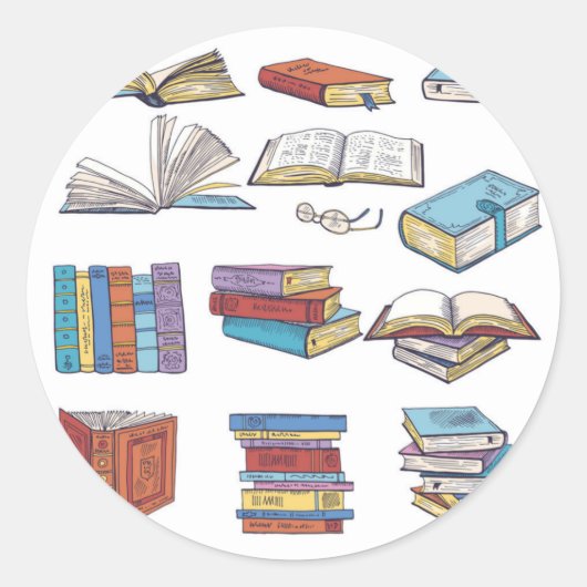 Boekenpatroon Ronde Sticker (Voorkant)