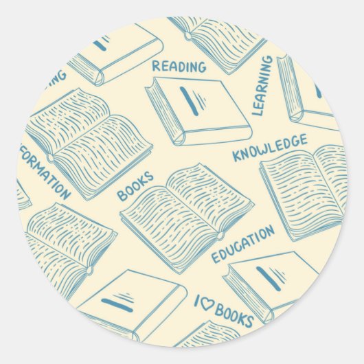 Boekenpatroon Ronde Sticker (Voorkant)