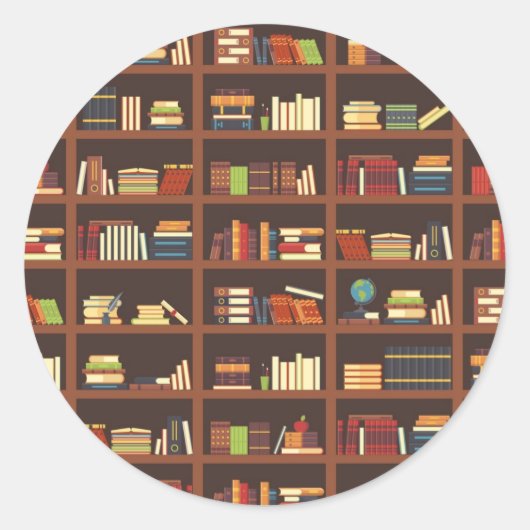Boekenpatroon Ronde Sticker (Voorkant)
