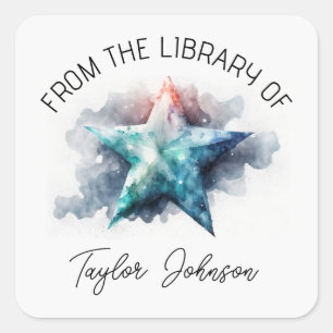 Boekenplaat sterrenhemelhemd vierkante sticker