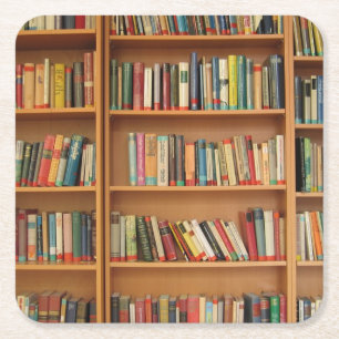 Boekenplank achtergrond kartonnen onderzetters