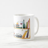 Boekenplank Boeken Boekenliefhebber Lezer Home Pla Koffiemok (Voorkant rechts)