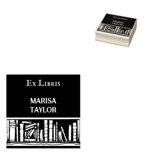 boekenplank ex libris rubberstempel (Gestempeld)