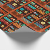 Boekenplank-geïnspireerd inpakpapier voor boekenli (Hoek)