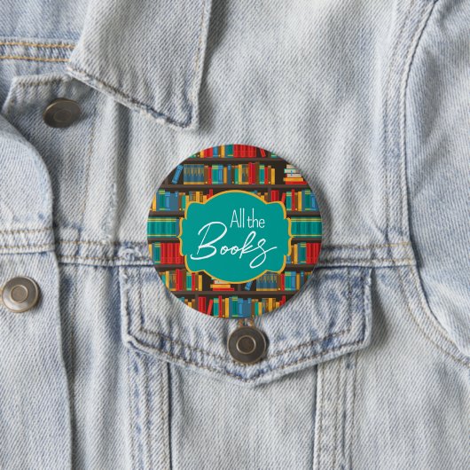 Boekenplank lezen liefde ronde button 7,6 cm (In situ)