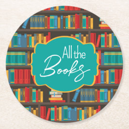 Boekenplank lezen liefde ronde kartonnen onderzetter