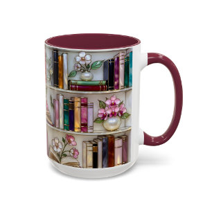 Boekenplank mok met glas in lood Cadeau voor boe