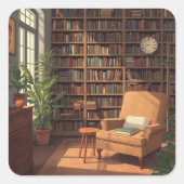 Boekenplank Vierkante Sticker (Voorkant)