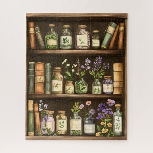 Boekenplanken en kruidenboeken legpuzzel (Verticaal)